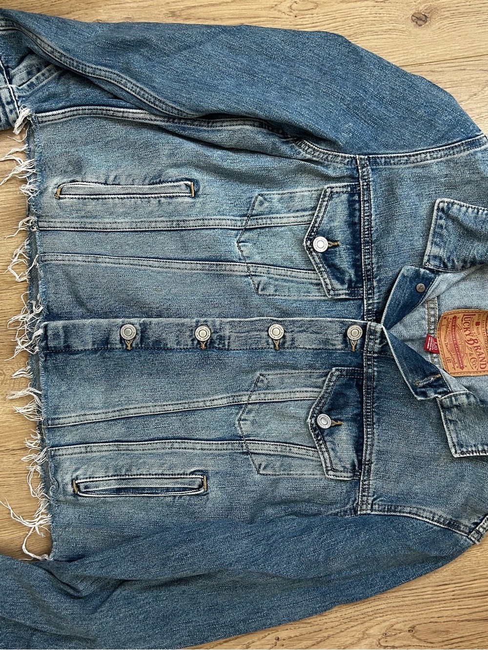 Lucky Brand Light Blue Distressed Denim Jacket
